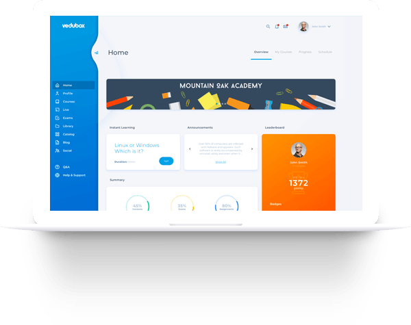 vedubox e learning menagement system flat